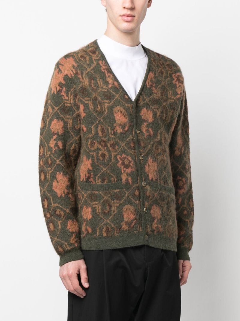 Green Botanical Jacquard Cardigan