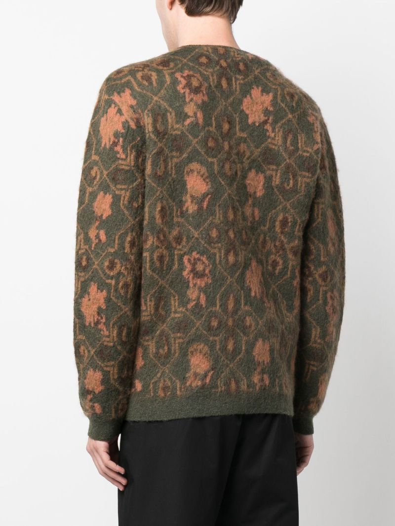 Green Botanical Jacquard Cardigan