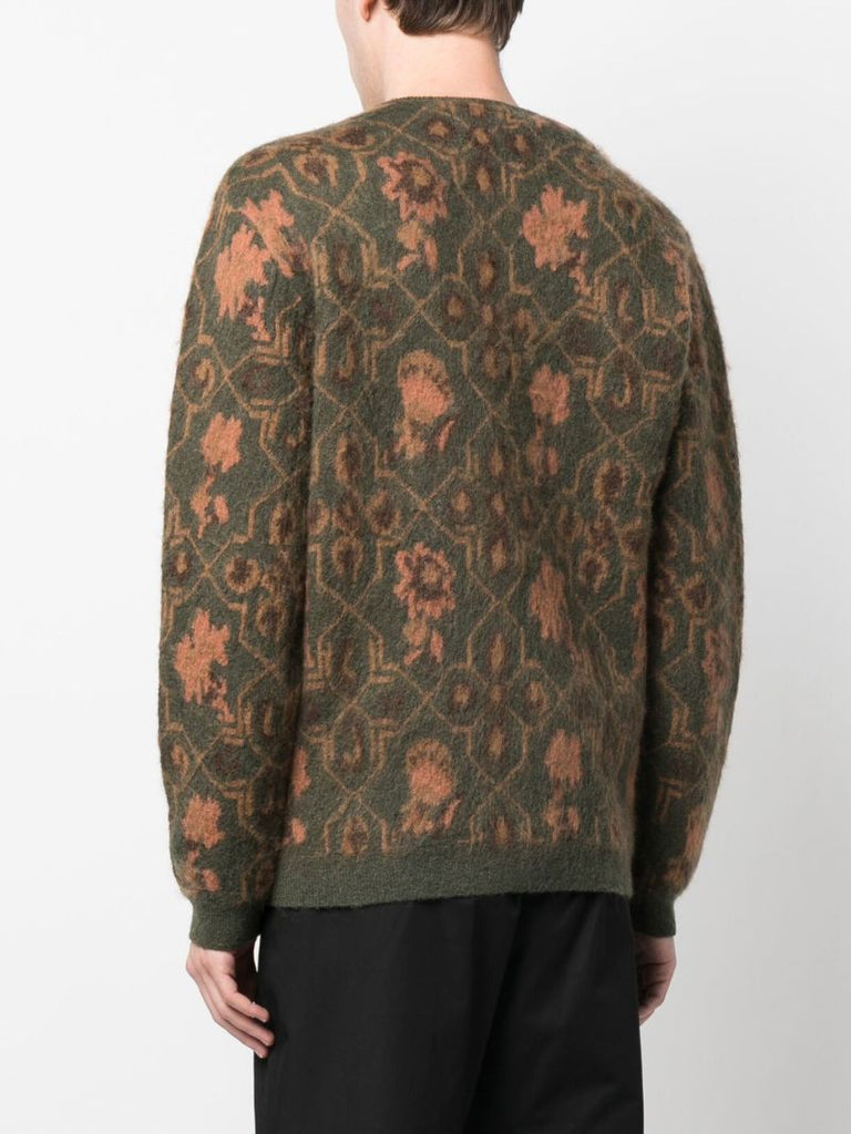Green Botanical Jacquard Cardigan