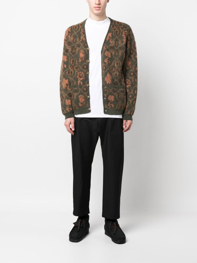 Green Botanical Jacquard Cardigan