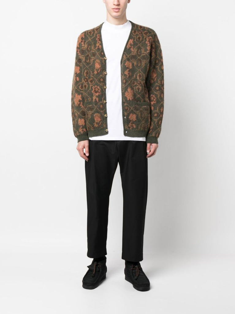 Green Botanical Jacquard Cardigan