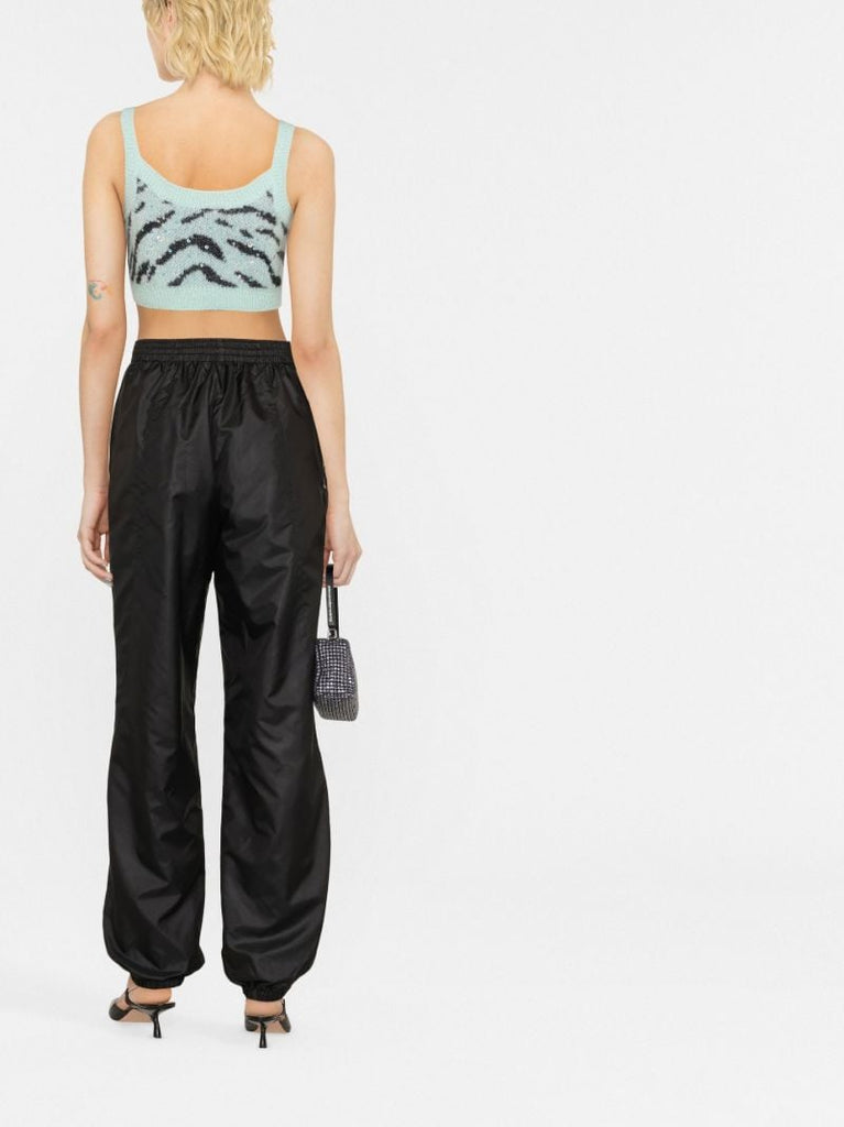 Black High-waisted Shell Track Pants