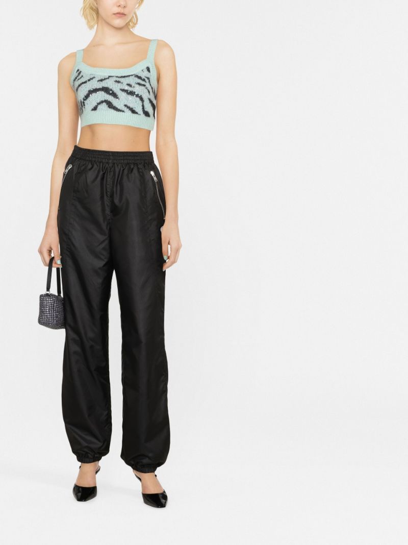 Black High-waisted Shell Track Pants
