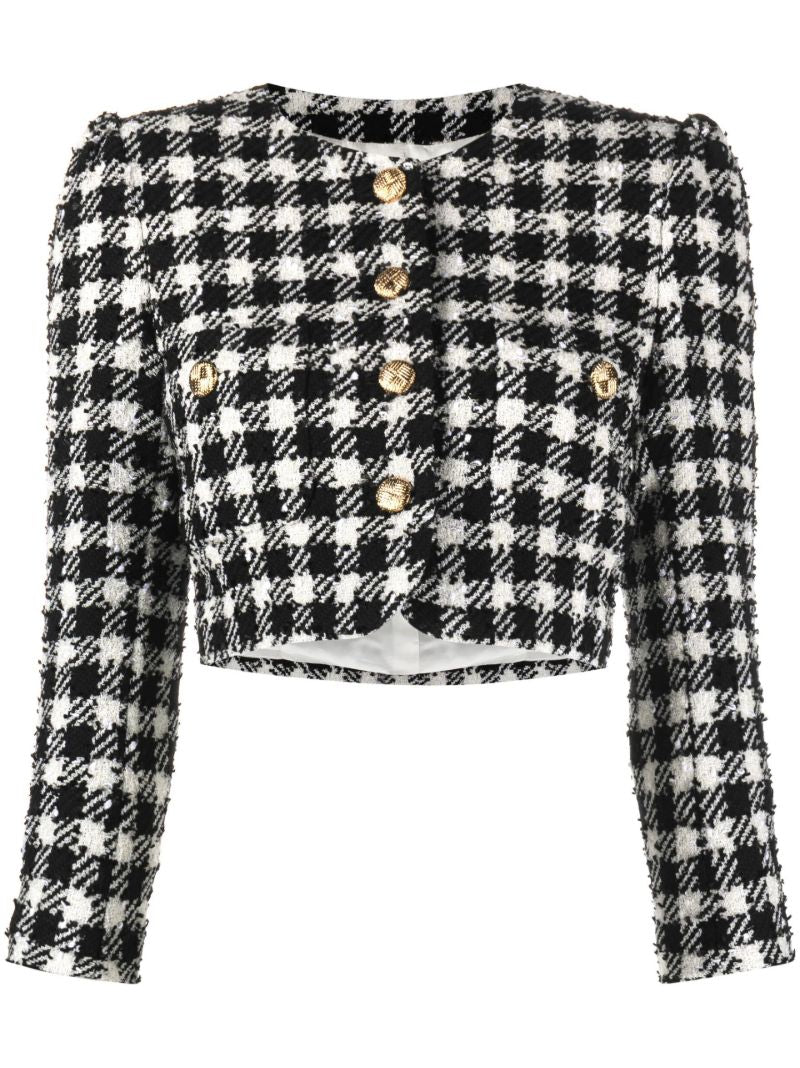 Black Vichy Checked Tweed Jacket