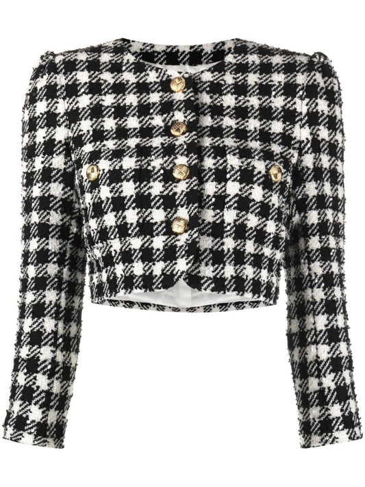 Black Vichy Checked Tweed Jacket