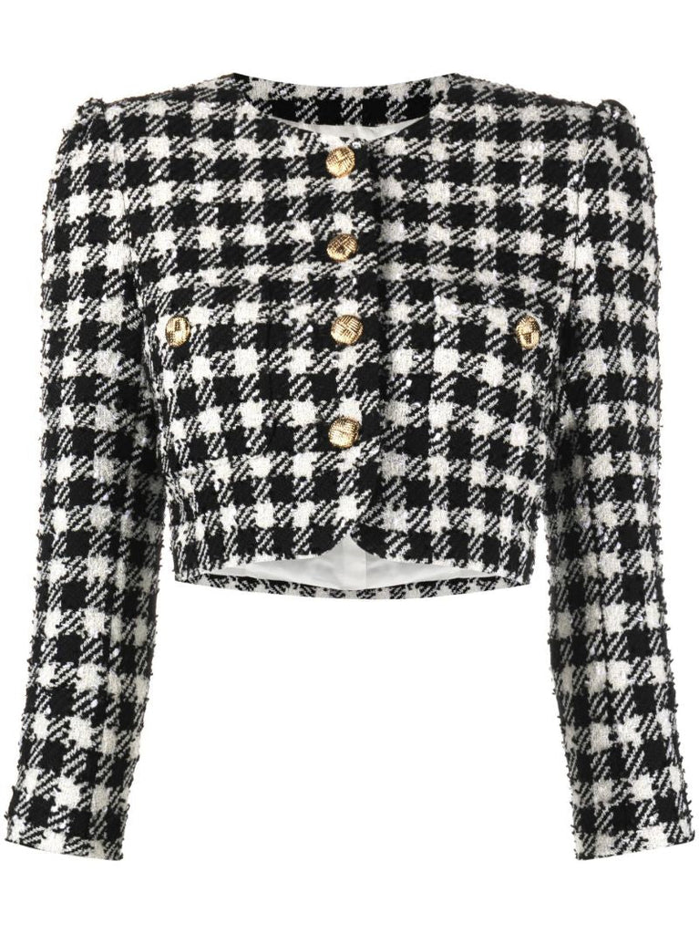 Black Vichy Checked Tweed Jacket