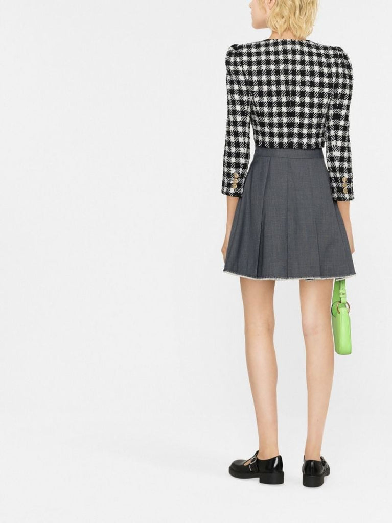 Black Vichy Checked Tweed Jacket