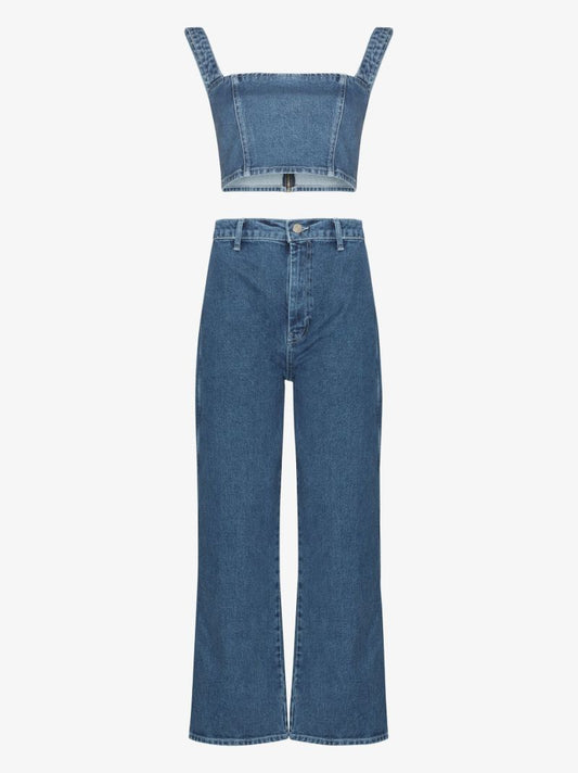 Blue Sunny Denim Top and Trousers Set