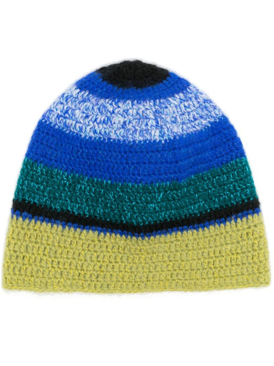 Blue Striped Beanie Hat