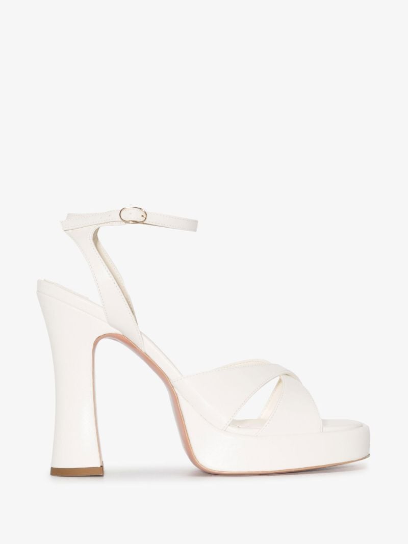 White Miranda 125 Vegan Leather Platform Sandals