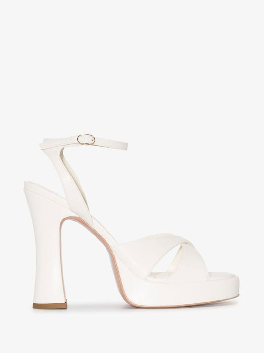 White Miranda 125 Vegan Leather Platform Sandals