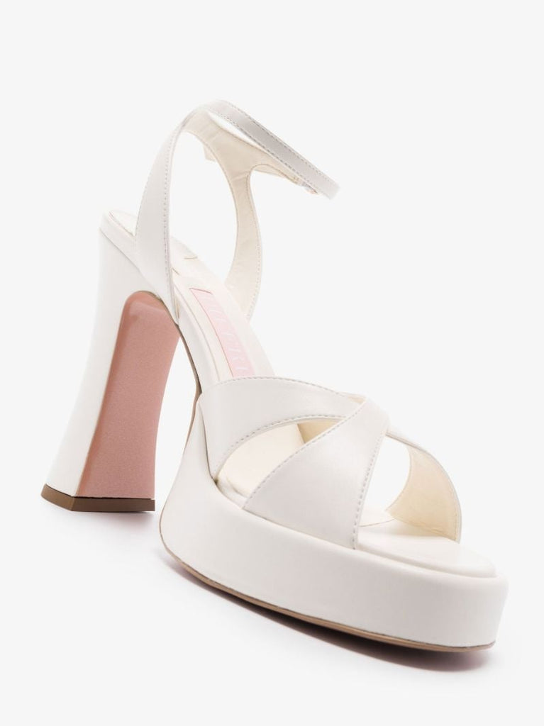 White Miranda 125 Vegan Leather Platform Sandals