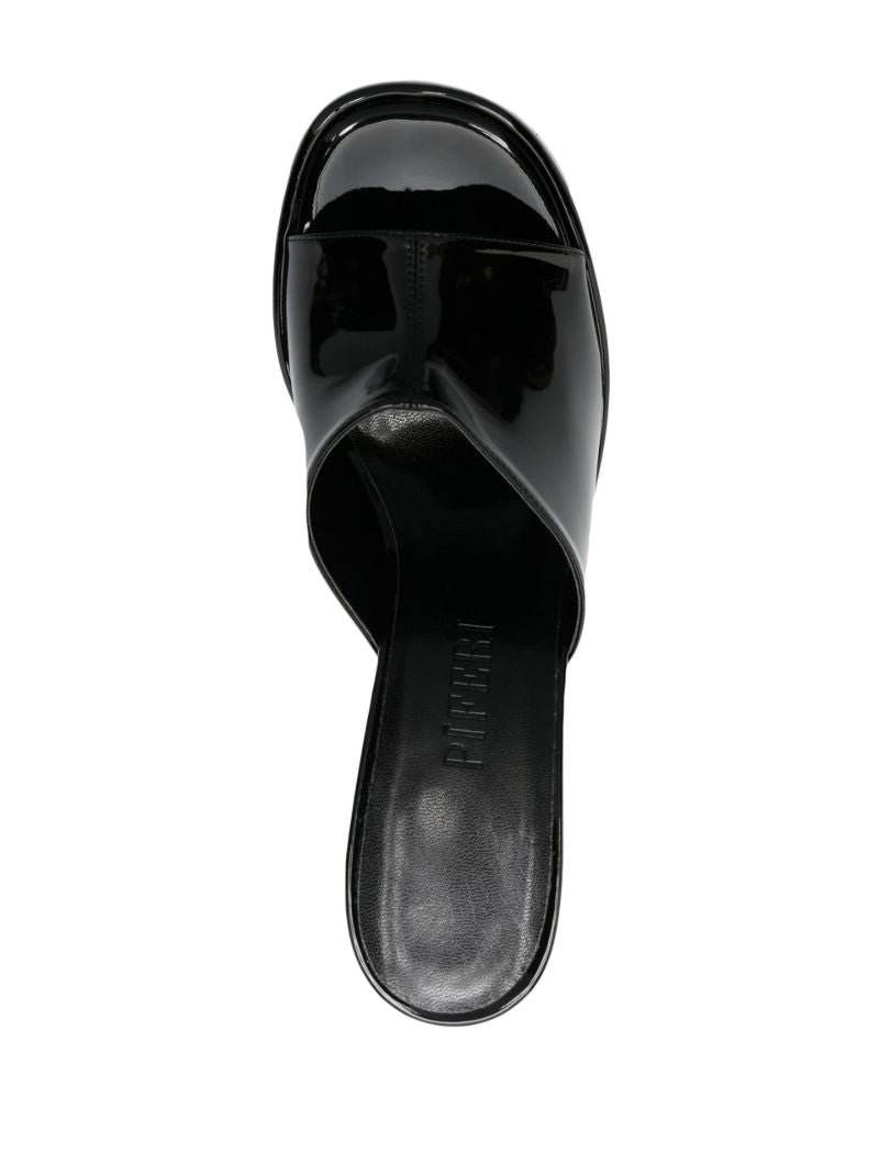 Black Bella 125 Vegan Leather Platform Mules