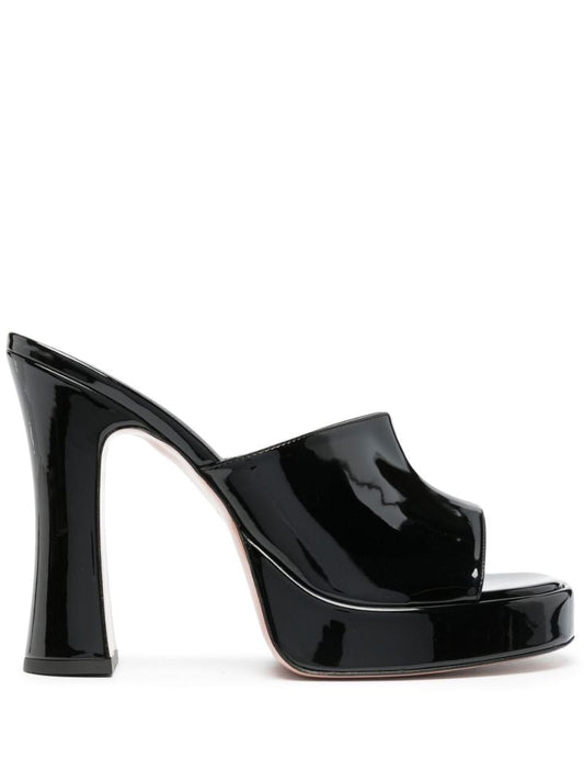 Black Bella 125 Vegan Leather Platform Mules