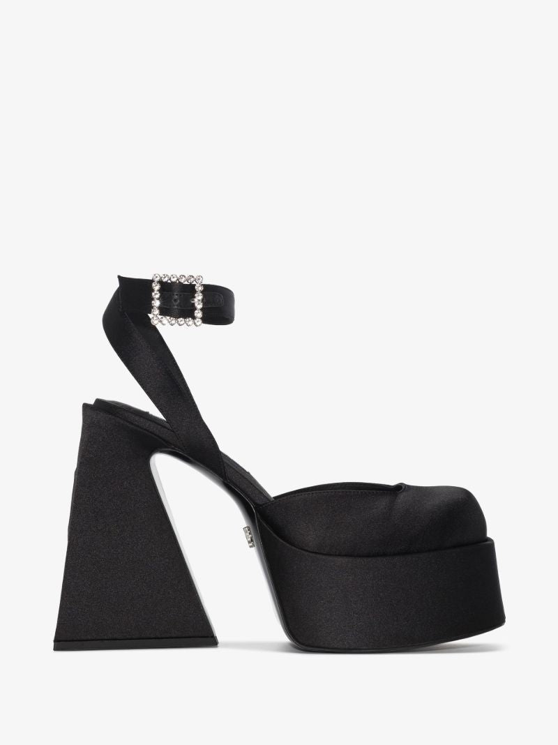 Black Jackie 150 Platform Satin Pumps
