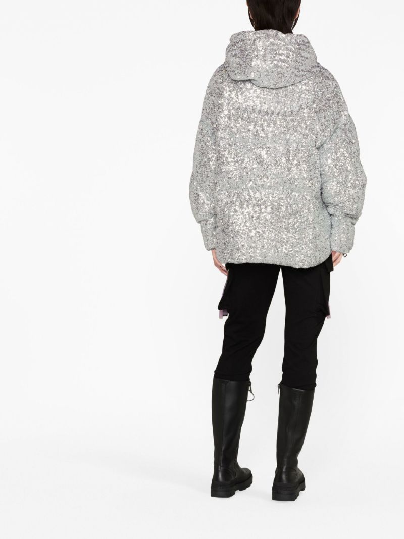Silver Iconic Paillettes Padded Jacket