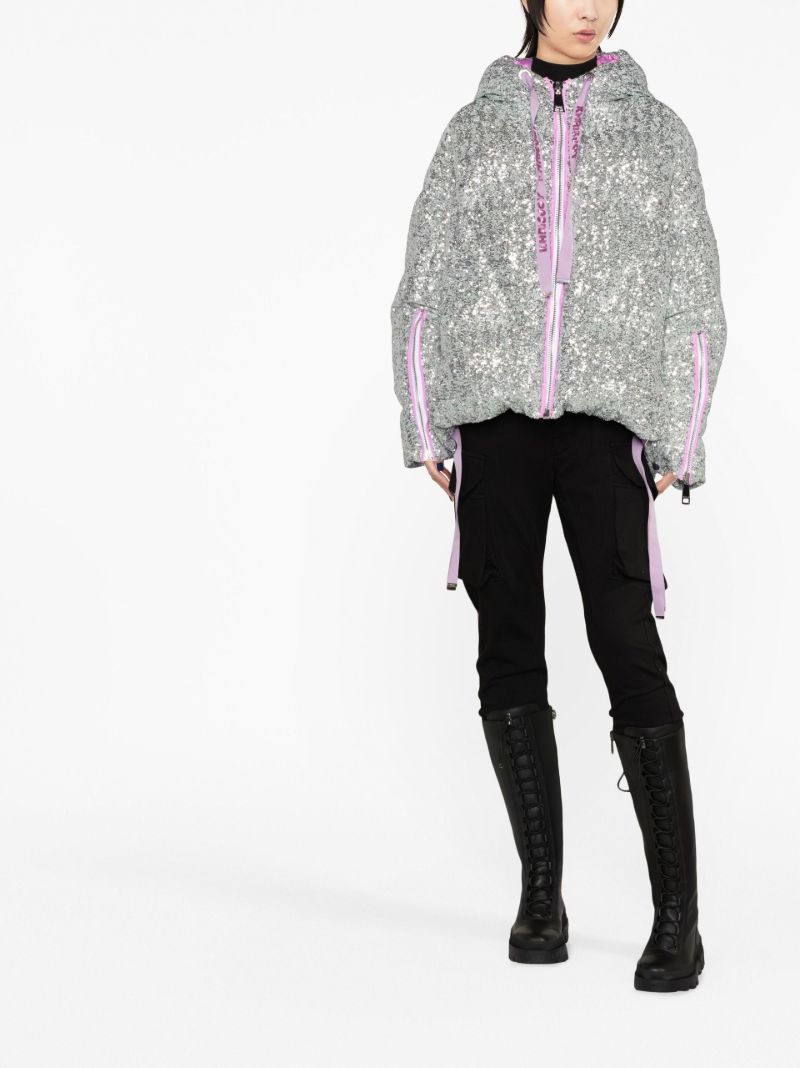 Silver Iconic Paillettes Padded Jacket