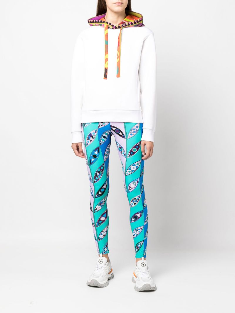 White Scuba Contrast Print Hoodie