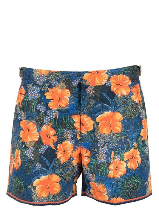 Blue Tropicana Floral Print Swim Shorts