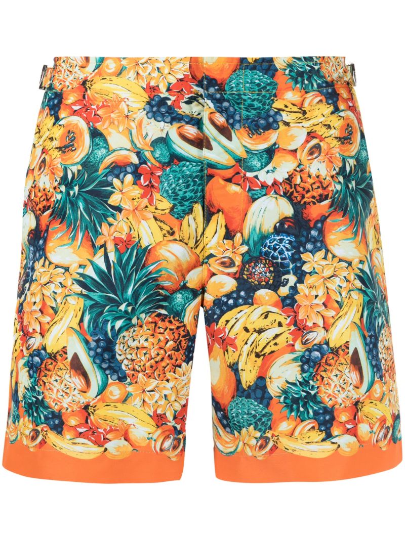 Orange Bulldog Printed Swim Shorts