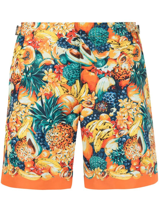Orange Bulldog Printed Swim Shorts