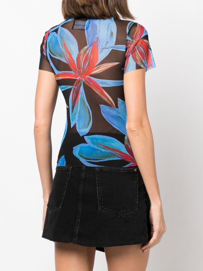 Blue Beach Mesh Short-sleeved Top