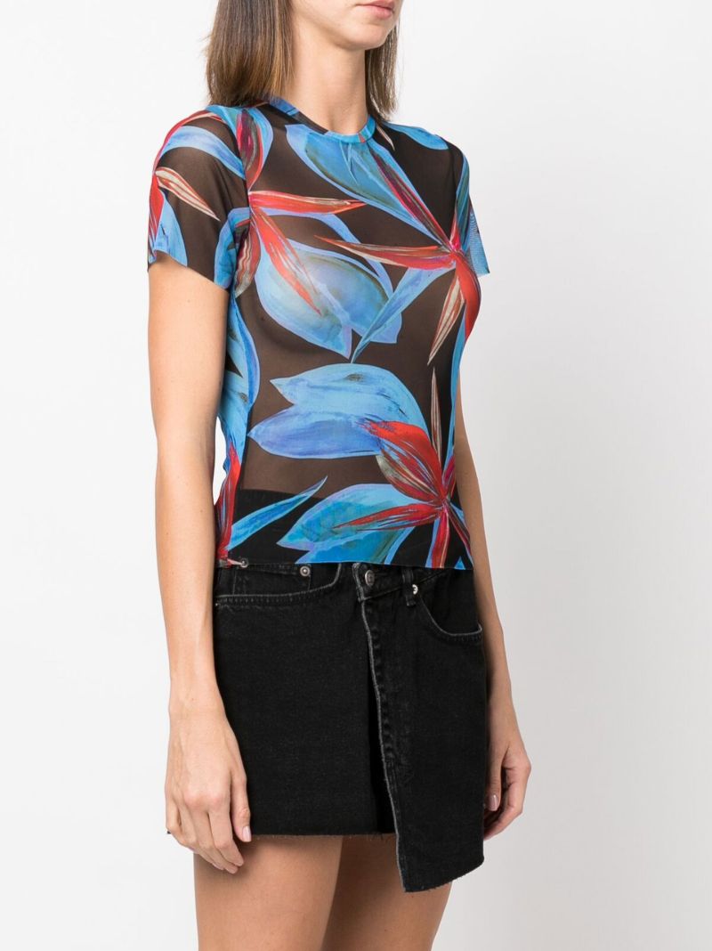 Blue Beach Mesh Short-sleeved Top
