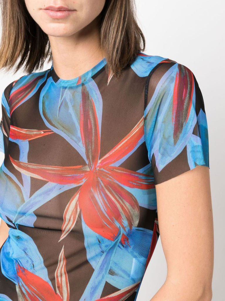 Blue Beach Mesh Short-sleeved Top