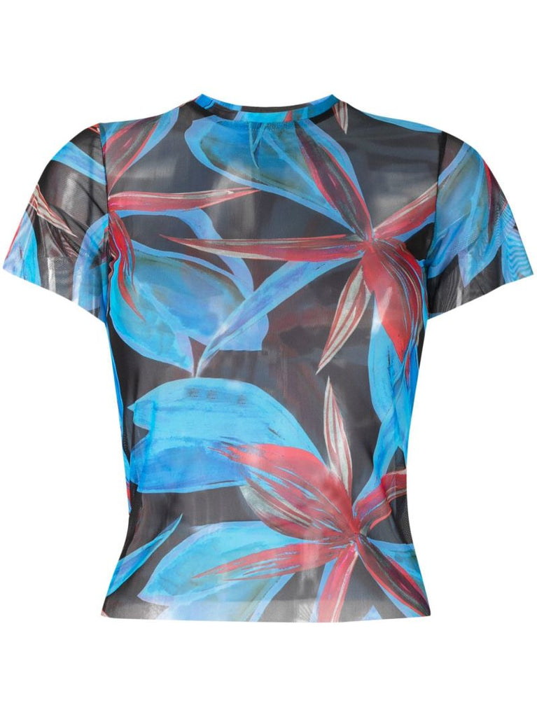 Blue Beach Mesh Short-sleeved Top