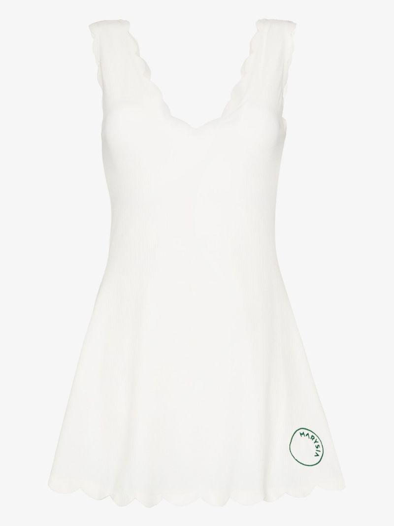 White Venus Scalloped Tennis Dress