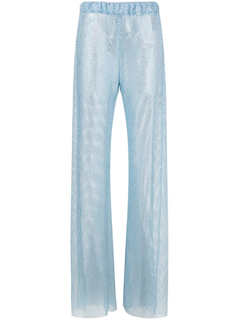 Blue Studded Mesh Wide-leg Trousers