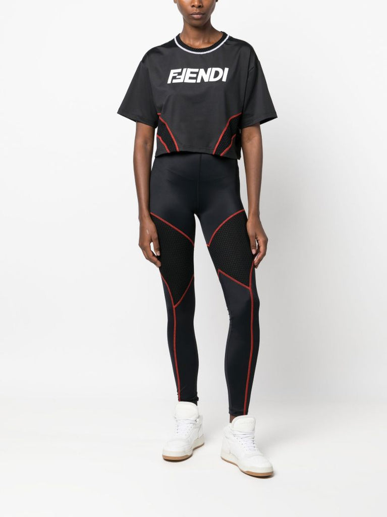 Black Mesh-panel Leggings