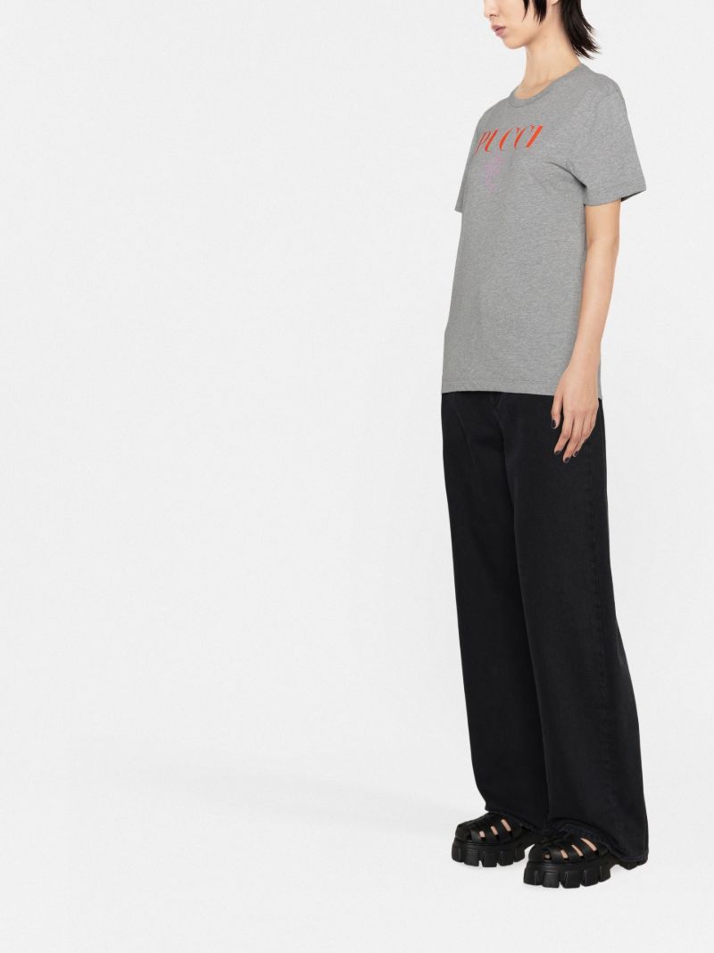 Grey Logo Print Cotton T-shirt