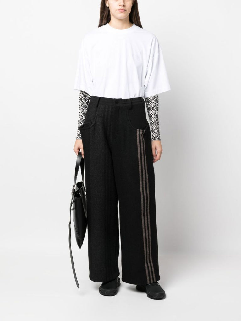 Black Brushed Side Stripe Track Pants