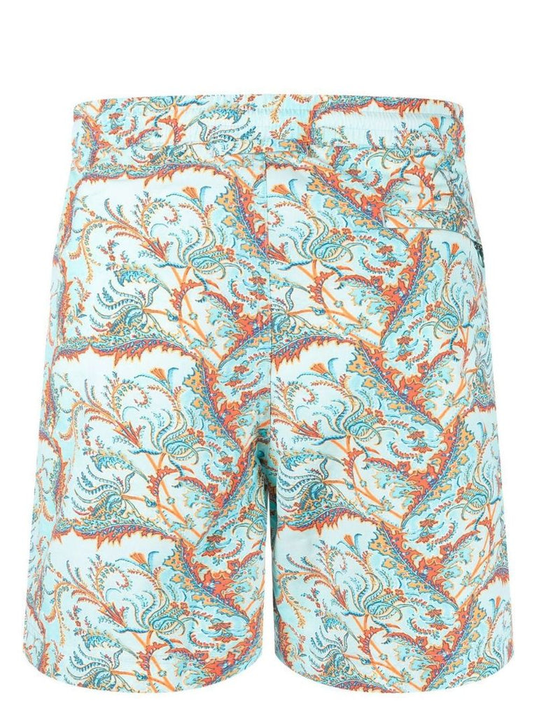 Blue Graphic Print Swim Shorts