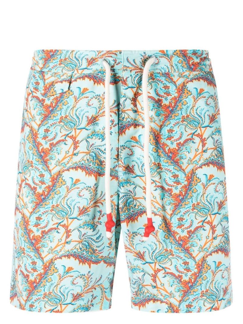 Blue Graphic Print Swim Shorts