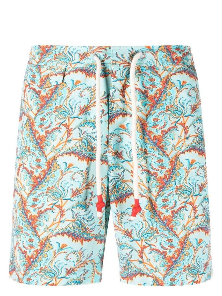 Blue Graphic Print Swim Shorts
