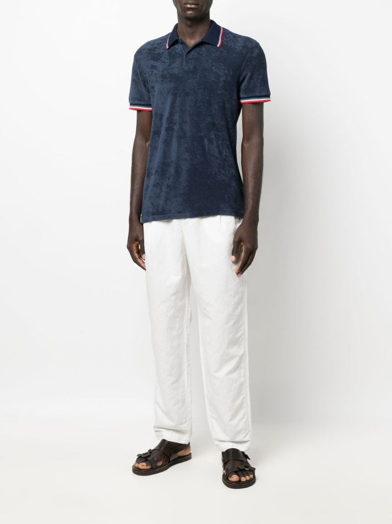 White Straight Leg Cotton and Linen Trousers