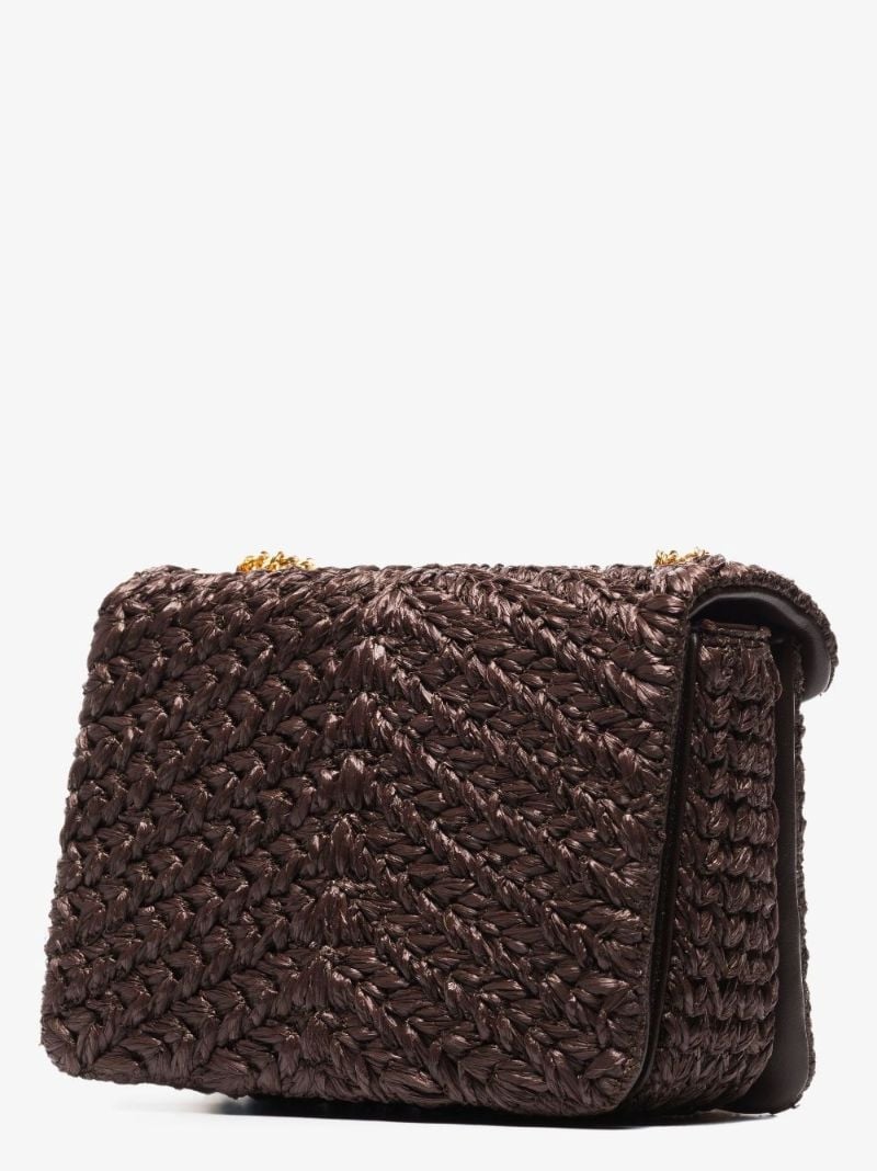 Brown One Stud Raffia Shoulder Bag