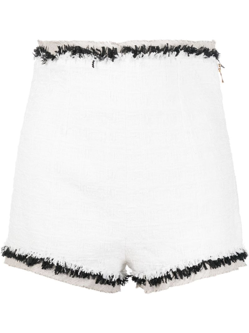 White Textured High Waist Shorts