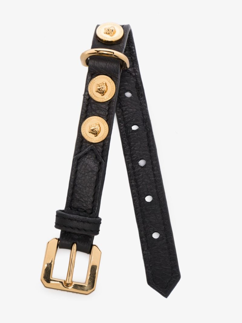Black Medusa Leather Dog Collar