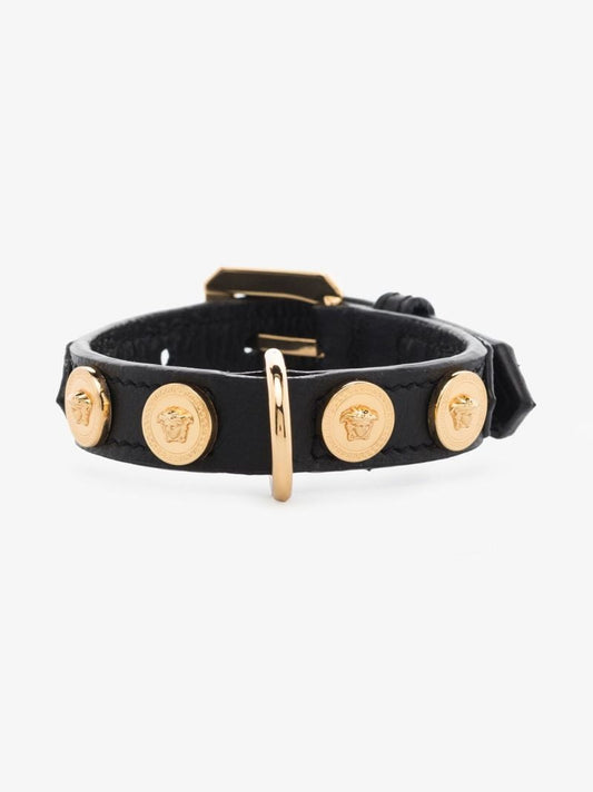 Black Medusa Leather Dog Collar