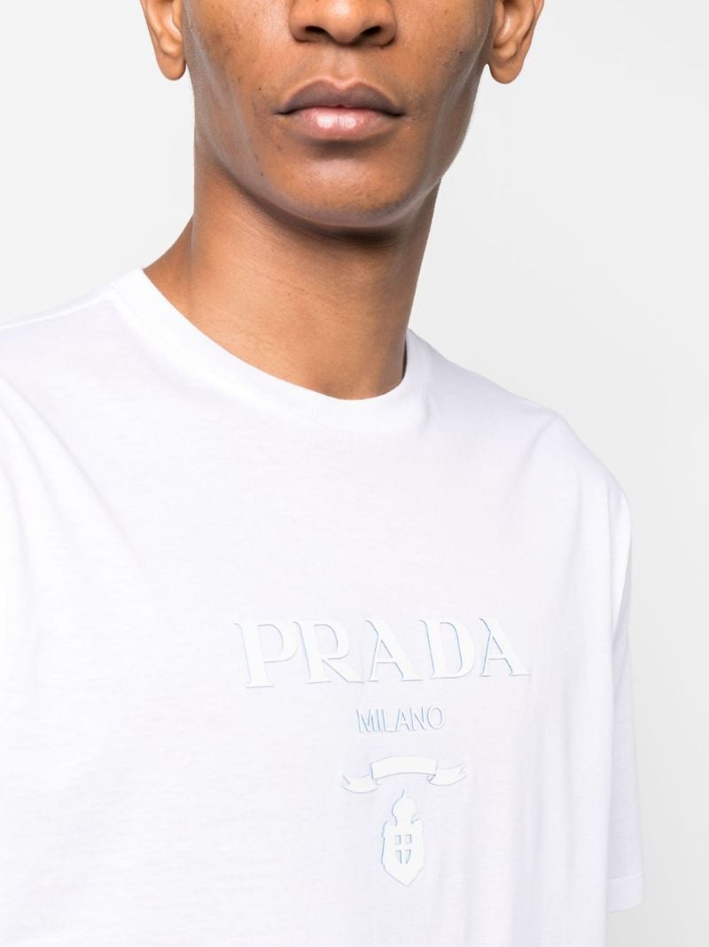 White Embossed Logo Cotton T-shirt