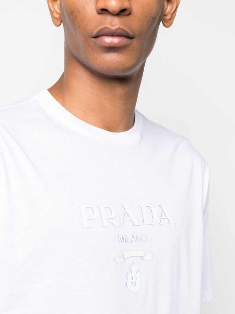White Embossed Logo Cotton T-shirt