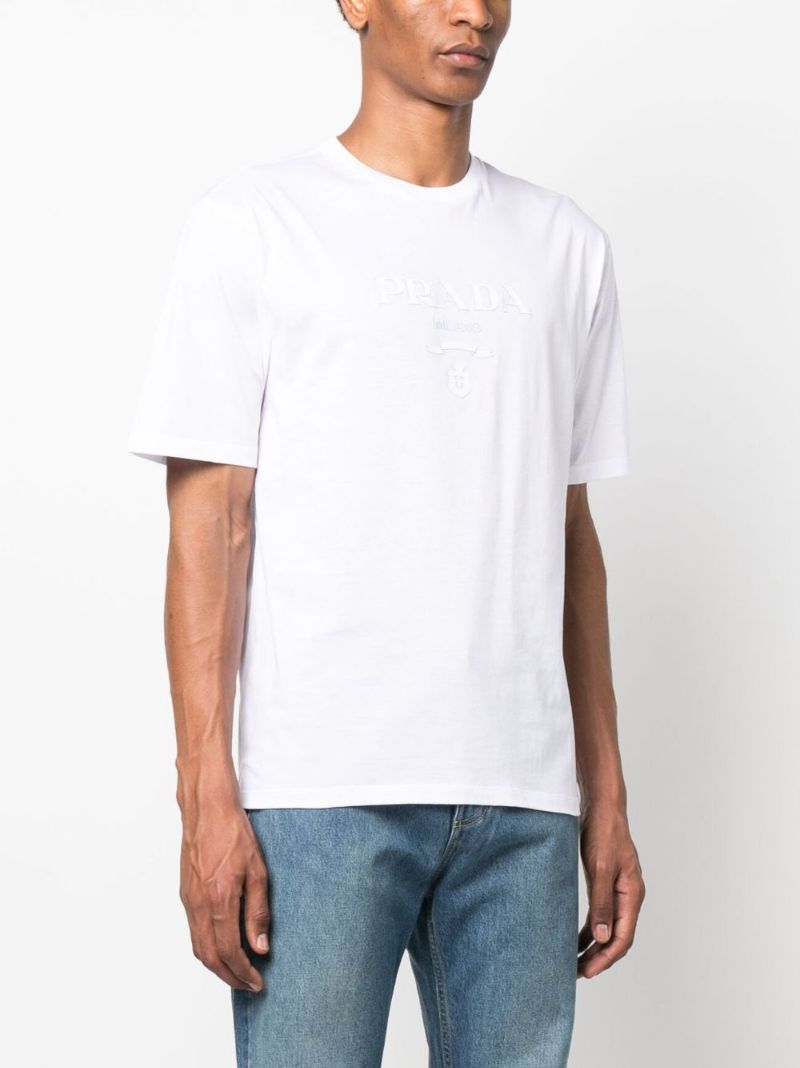 White Embossed Logo Cotton T-shirt