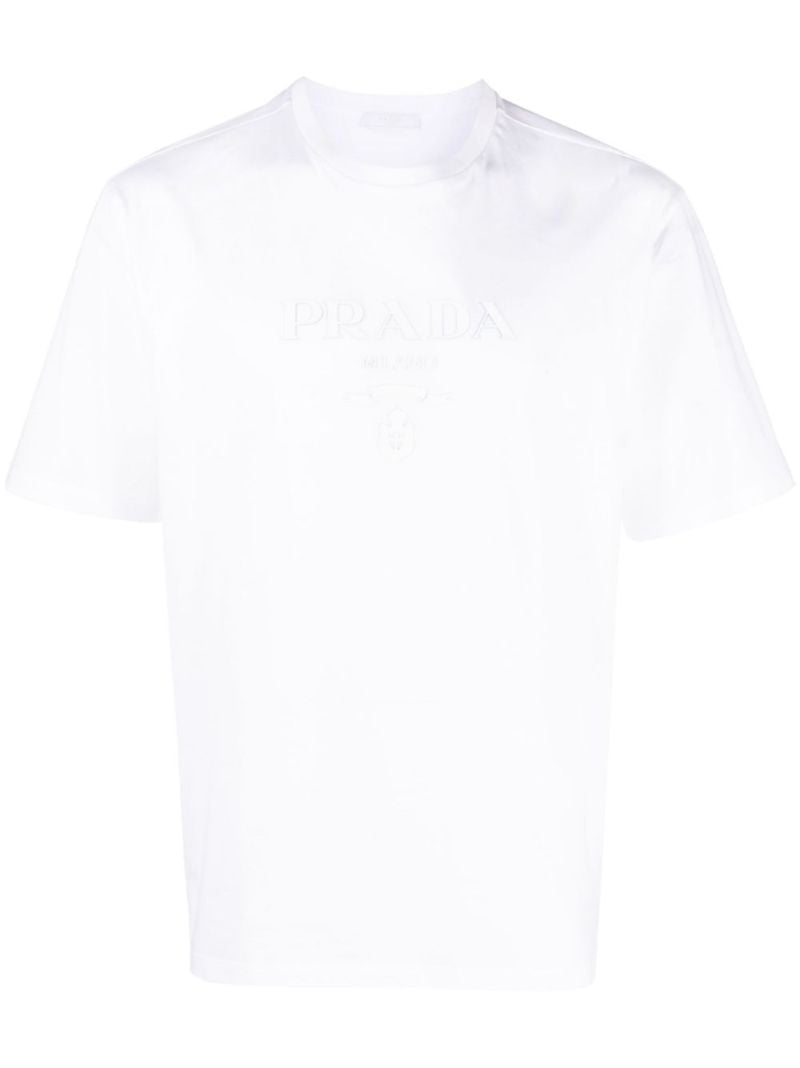 White Embossed Logo Cotton T-shirt