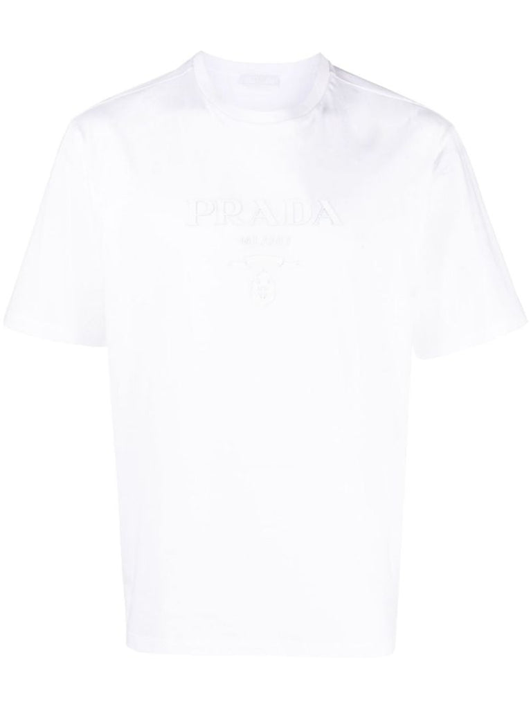 White Embossed Logo Cotton T-shirt
