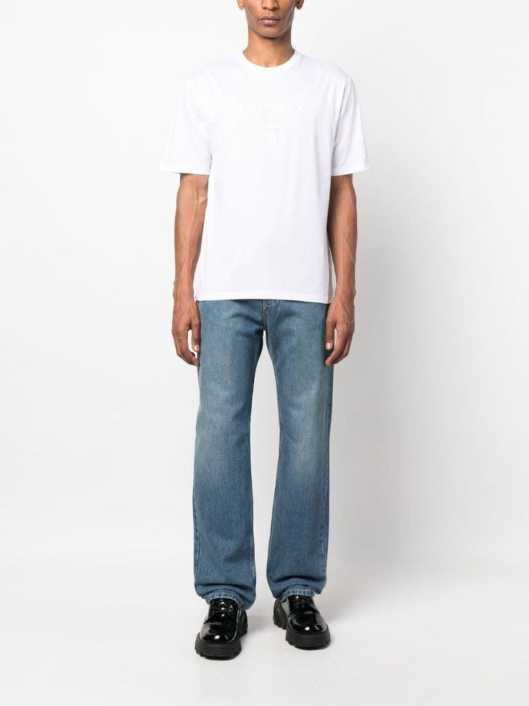 White Embossed Logo Cotton T-shirt