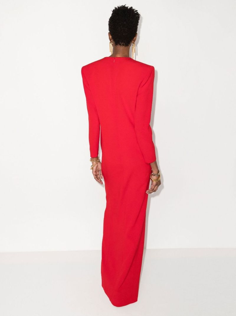 Red V-neck Maxi Dress