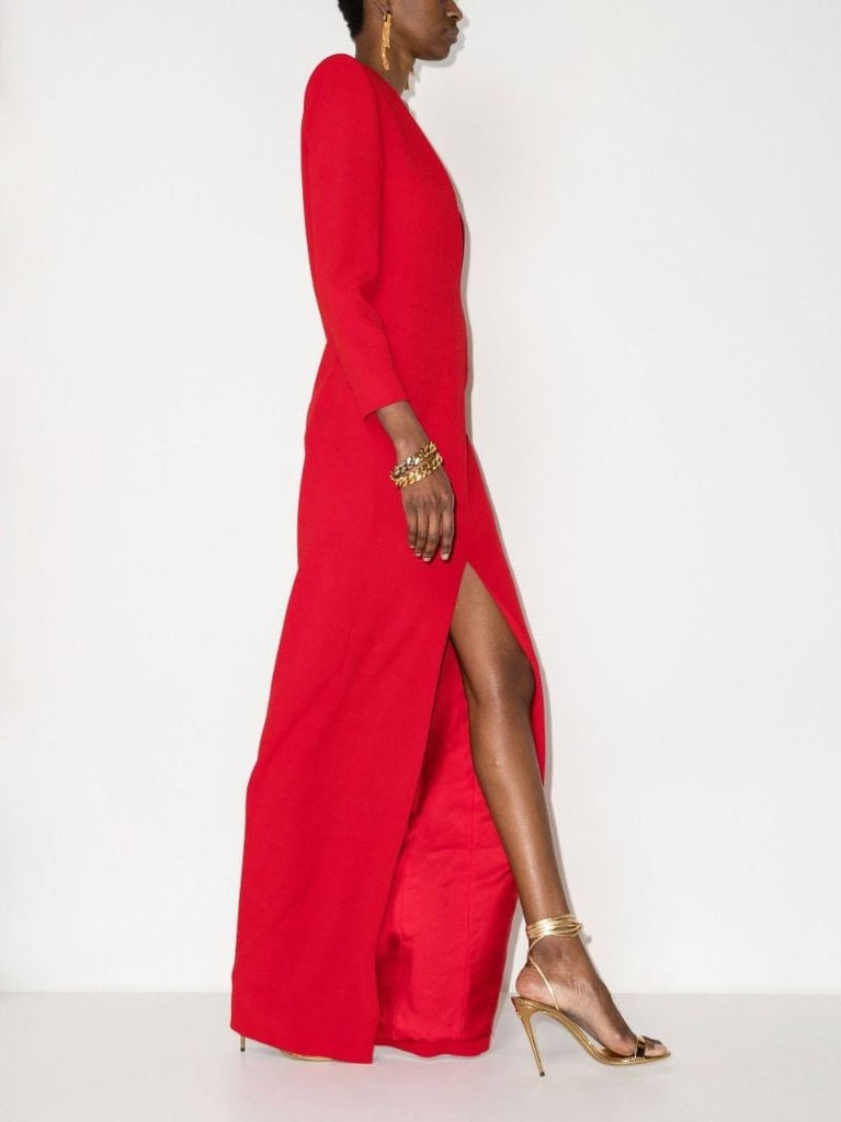 Red V-neck Maxi Dress